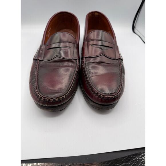 Allen Edmonds Walden Penny Loafers Leather Cherry Red/Brown Size 12 Mens - Picture 8 of 10